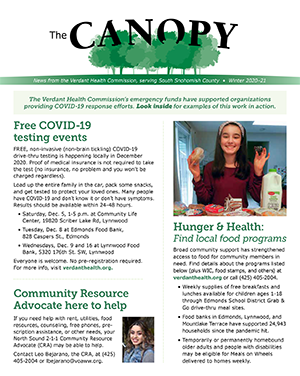 'Hunger & Health: Find local food programs' featured in Canopy newsletter 1 Winter 2020-21 Canopy Newsletter